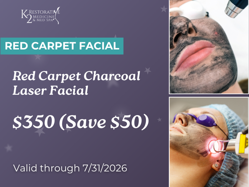 RED CARPET CHARCOAL LASER FACIAL SPECIAL K2 Restorative Medicine and Med Spa